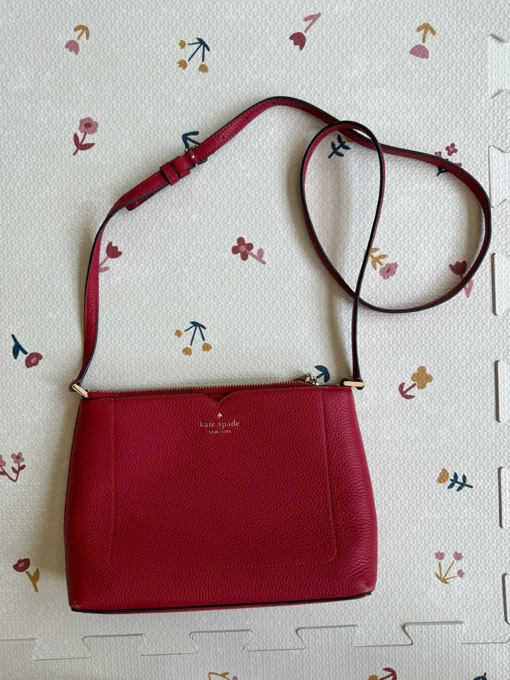 kate spade Red Pebbled Leather Crossbody with Adjustable Strap